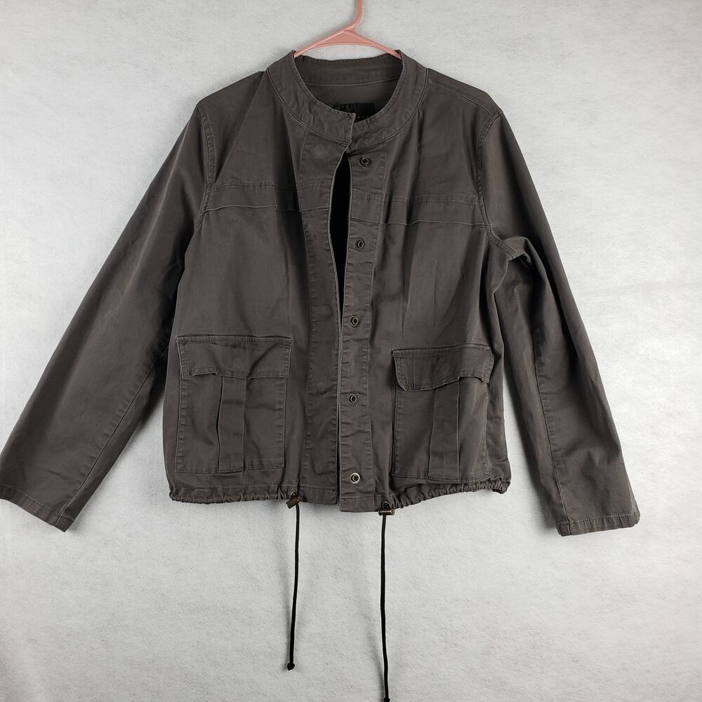 Sanctuary Women's L Snap Up Utility‎ Jacket Gray Earthy Gorpcore Lagenlook